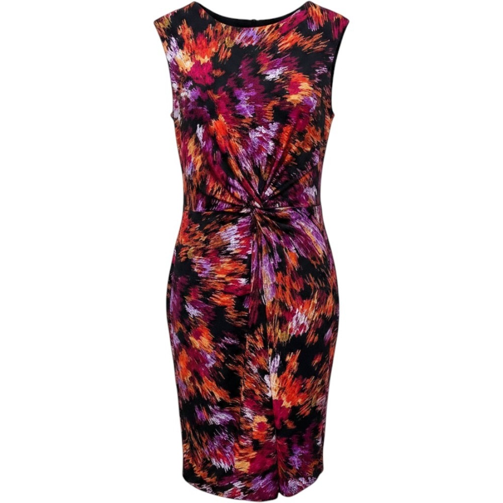 9 & Co Womens Abstract Starburst Twist Front Sheath Dress Colorful 14